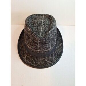 Black And White Plaid Fedora Hat by Arianna By Howard's Size 57 CM NWT